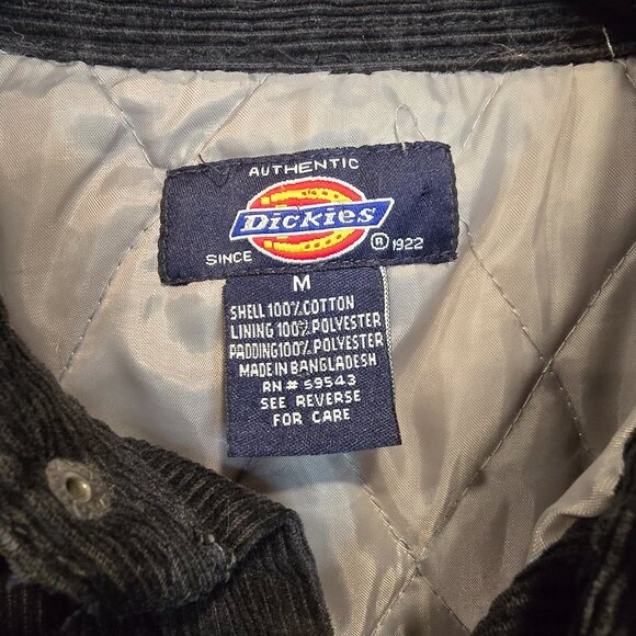 Dickies Insulated Corduroy Snap Jacket Black Men's Size Medium - Picture 2 of 9
